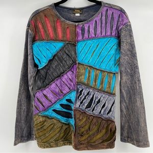 Rising International Boho Hippie Patchwork Top M